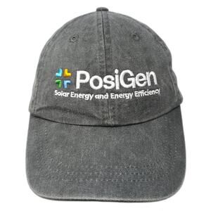 PosiGen Slideback Baseball Cap Gray One Size Adjustable Embroidered Cotton Adams